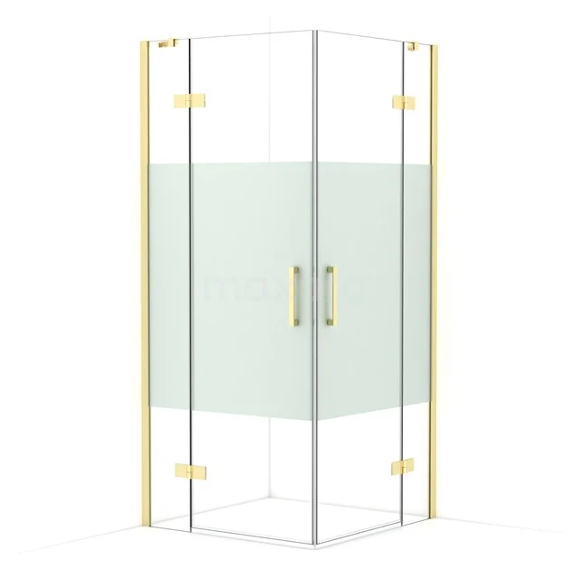 Diamond Shower enclosure | 90x90 cm Light gold Clear with matt strip Pivot door Square CDD3636413LG