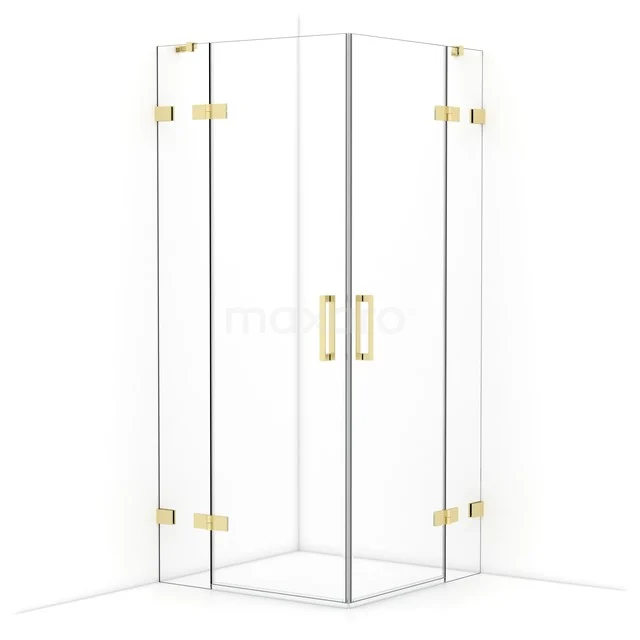 Diamond Duschkabine | 90x90 cm Helles Gold Drehtür Quadrat CDD3636420LG
