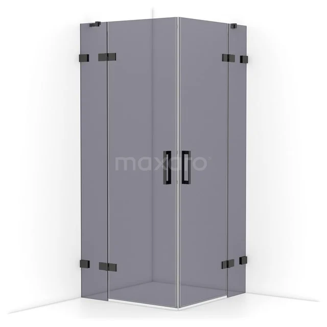 Diamond Shower cabin | 90x90 cm Black chrome Smoke glass Pivot door Square CDD3636421BC