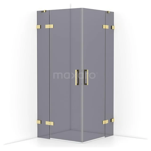 Diamond Shower enclosure | 90x90 cm Light gold Smoke glass Pivot door Square CDD3636421LG