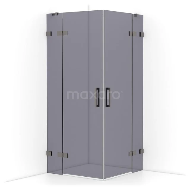 Diamond Shower enclosure | 90x90 cm Black metal Smoke glass Pivot door Square CDD3636421ZM
