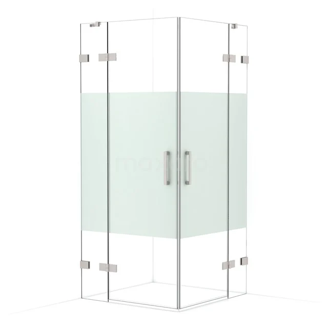 Diamond Shower enclosure | 90x90 cm Stainless steel Clear with matt strip Pivot door Square CDD3636423BR