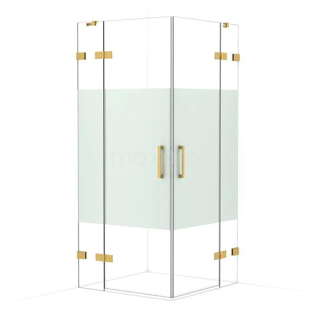 Diamond Shower enclosure | 90x90 cm Gold Clear with matt strip Pivot door Square CDD3636423GG
