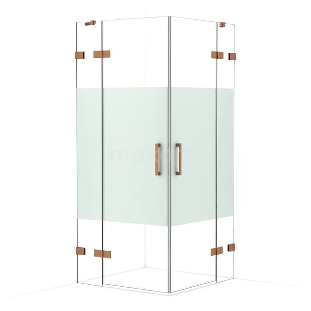 Diamond Shower enclosure | 90x90 cm Copper Clear with matt strip Pivot door Square CDD3636423KP