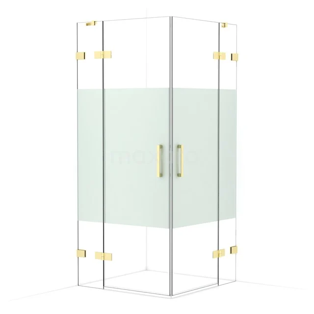 Diamond Shower enclosure | 90x90 cm Light gold Clear with matt strip Pivot door Square CDD3636423LG