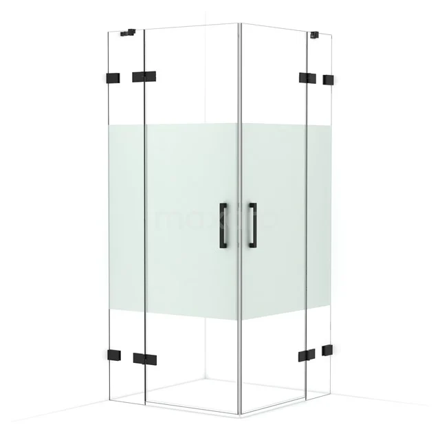 Diamond Shower enclosure | 90x90 cm Matte black Clear with matt strip Pivot door Square CDD3636423MB