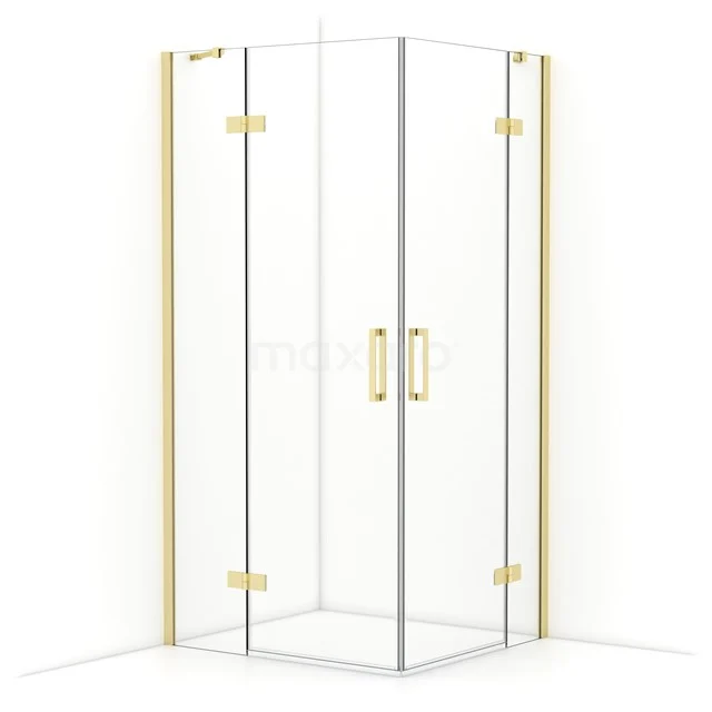 Diamond Duschkabine | 100x90 cm Helles Gold Drehtür Rechteck CDD4636410LG
