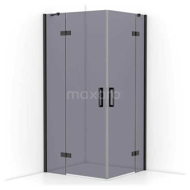 Diamond Shower cabin | 100x90 cm Black chrome Smoke glass Pivot door Rectangle CDD4636411BCN