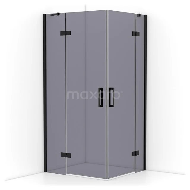 Diamond Shower cabin | 100x90 cm Matte black Smoke glass Pivot door Rectangle CDD4636411MB