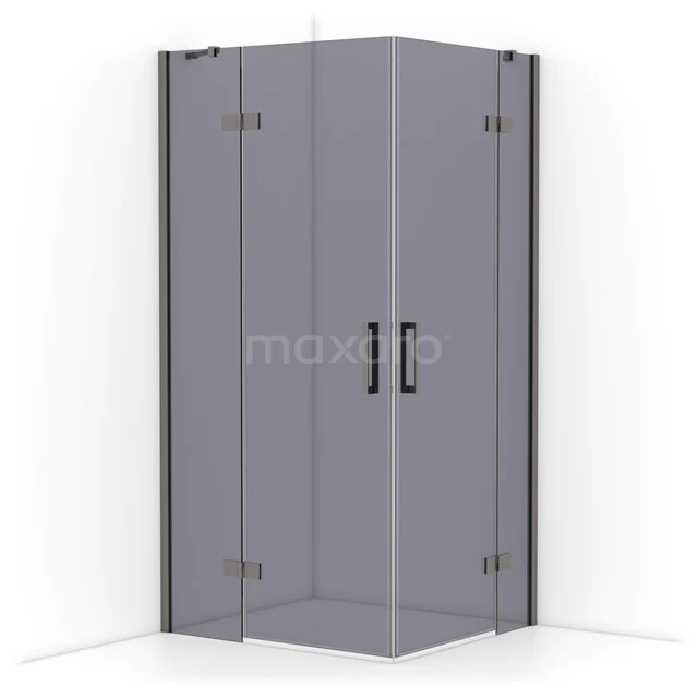 Diamond Shower enclosure | 100x90 cm Black metal Smoke glass Pivot door Rectangle CDD4636411ZMN