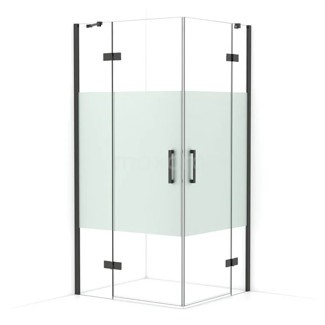 Diamond Shower enclosure | 100x90 cm Black chrome Clear with matt strip Pivot door Rectangle CDD4636413BCN