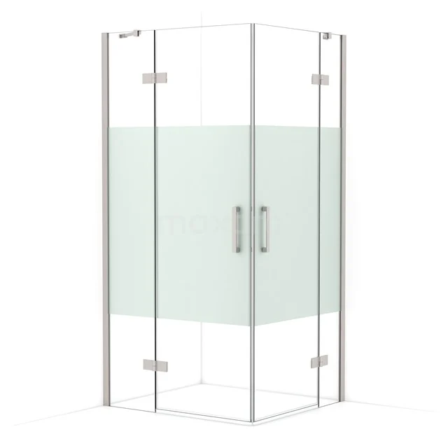 Diamond Shower enclosure | 100x90 cm Stainless steel Clear with matt strip Pivot door Rectangle CDD4636413BR