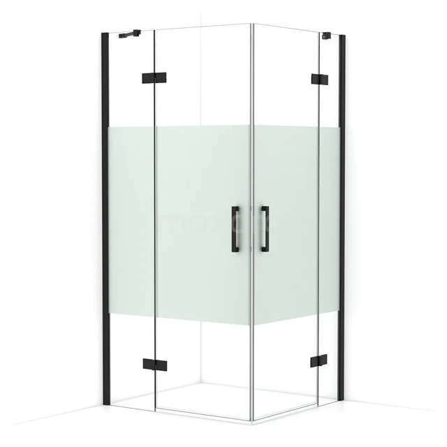 Diamond Shower enclosure | 100x90 cm Matte black Clear with matt strip Pivot door Rectangle CDD4636413MB