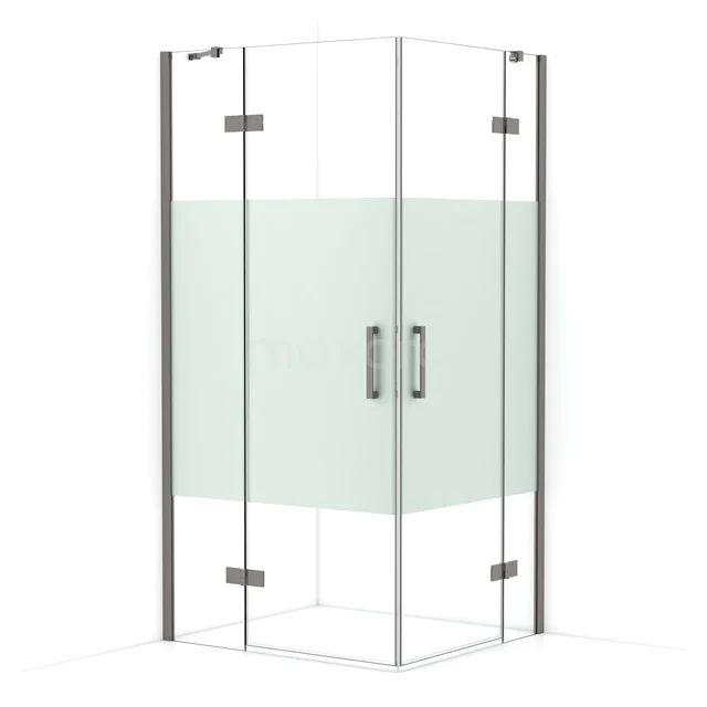 Diamond Shower cabin | 100x90 cm Black metal Clear with matt strip Pivot door Rectangle CDD4636413ZMN