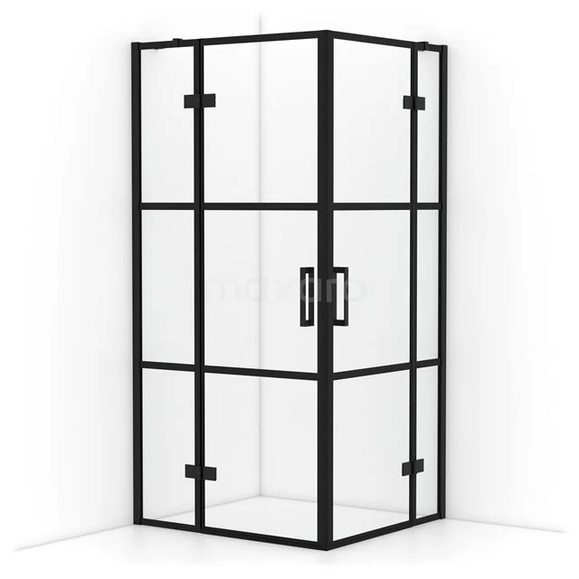 Diamond Shower enclosure | 100x90 cm Matte black Clear with 4 black stripes Pivot door Rectangle CDD4636418MB