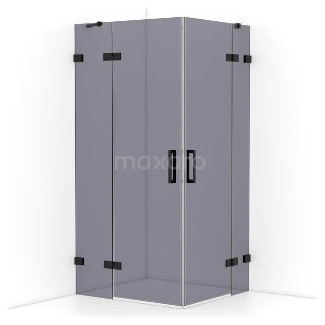 Diamond Shower cabin | 100x90 cm Matte black Smoke glass Pivot door Rectangle CDD4636421MB