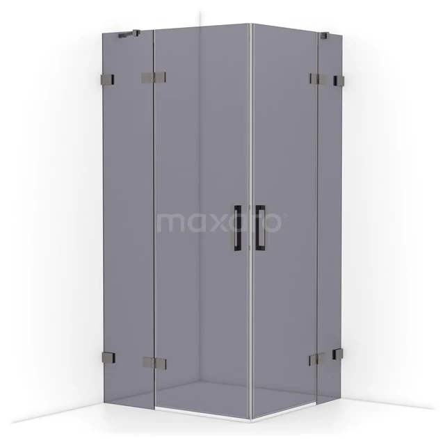 Diamond Shower enclosure | 100x90 cm Black metal Smoke glass Pivot door Rectangle CDD4636421ZM