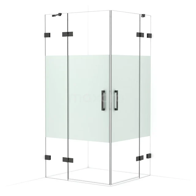 Diamond Shower enclosure | 100x90 cm Black chrome Clear with matt strip Pivot door Rectangle CDD4636423BC