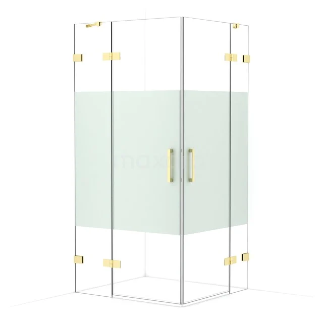 Diamond Shower cabin | 100x90 cm Light gold Clear with matt strip Pivot door Rectangle CDD4636423LG