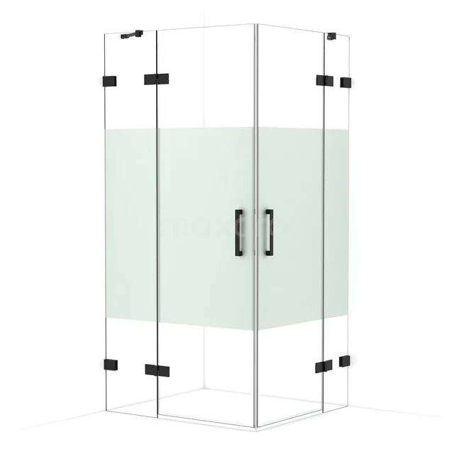 Diamond Shower cabin | 100x90 cm Matte black Clear with matt strip Pivot door Rectangle CDD4636423MB