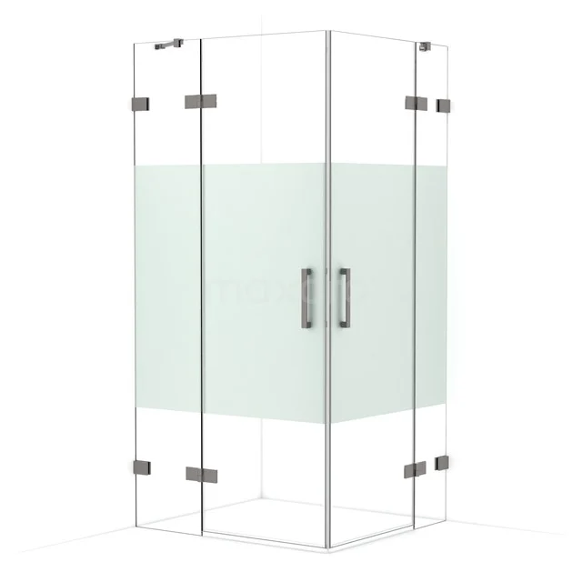 Diamond Shower enclosure | 100x90 cm Black metal Clear with matt strip Pivot door Rectangle CDD4636423ZM