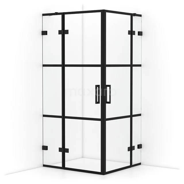 Diamond Shower enclosure | 100x90 cm Matte black Clear with 4 black stripes Pivot door Rectangle CDD4636428MB