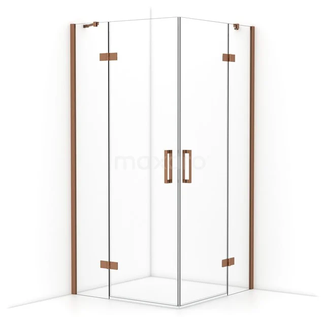 Diamond Shower enclosure | 100x100 cm Copper Clear glass Pivot door Square CDD4646410KP