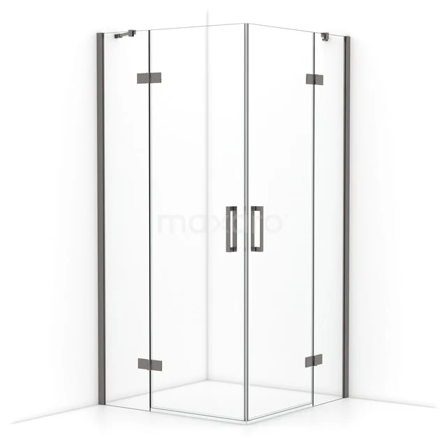 Diamond Shower enclosure | 100x100 cm Black metal Clear glass Pivot door Square CDD4646410ZMN