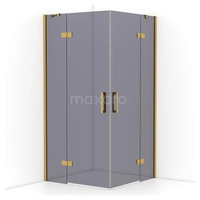 Diamond Shower cabin | 100x100 cm Gold Smoke glass Pivot door Square CDD4646411GG
