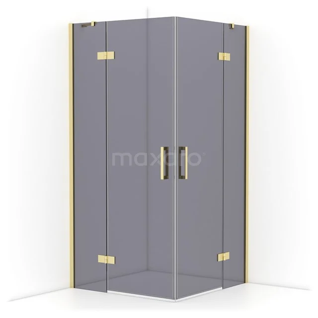 Diamond Shower enclosure | 100x100 cm Light gold Smoke glass Pivot door Square CDD4646411LG