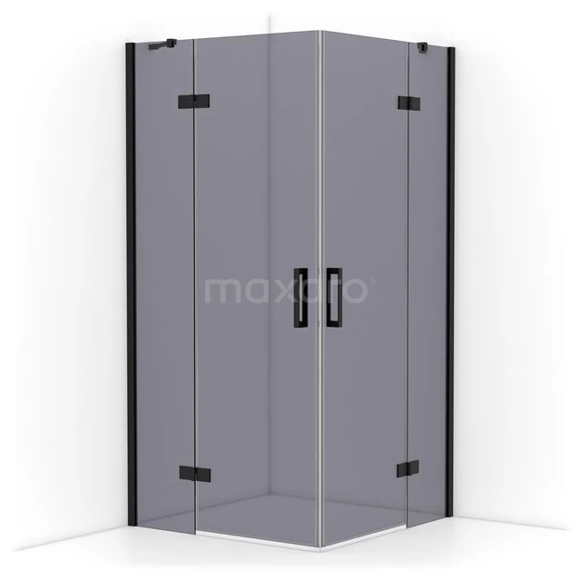 Diamond Shower enclosure | 100x100 cm Matte black Smoke glass Pivot door Square CDD4646411MB