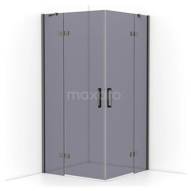 Diamond Shower enclosure | 100x100 cm Black metal Smoke glass Pivot door Square CDD4646411ZMN
