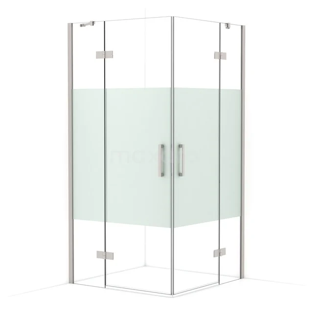 Diamond Shower enclosure | 100x100 cm Stainless steel Clear with matt strip Pivot door Square CDD4646413BR
