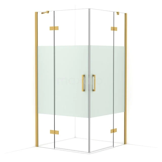 Diamond Shower enclosure | 100x100 cm Gold Clear with matt strip Pivot door Square CDD4646413GG