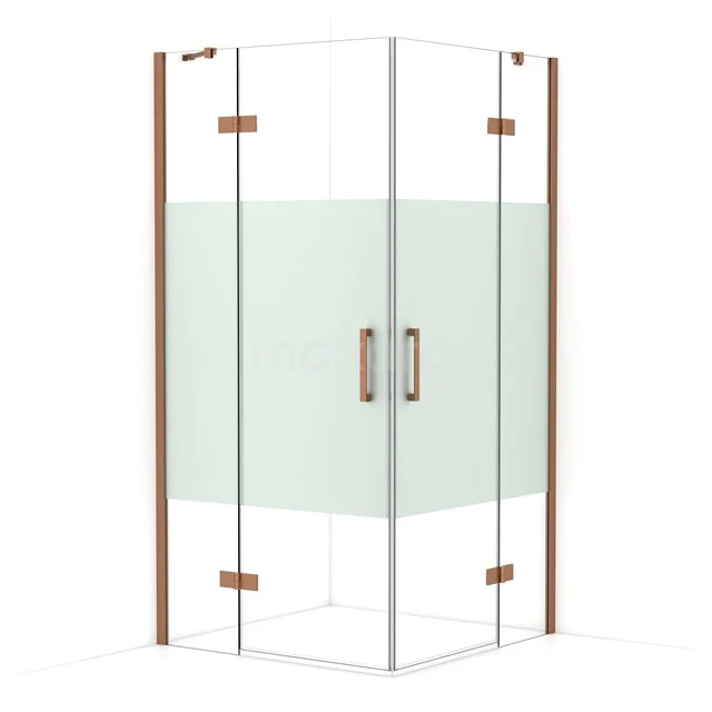 Diamond Shower enclosure | 100x100 cm Copper Clear with matt strip Pivot door Square CDD4646413KP