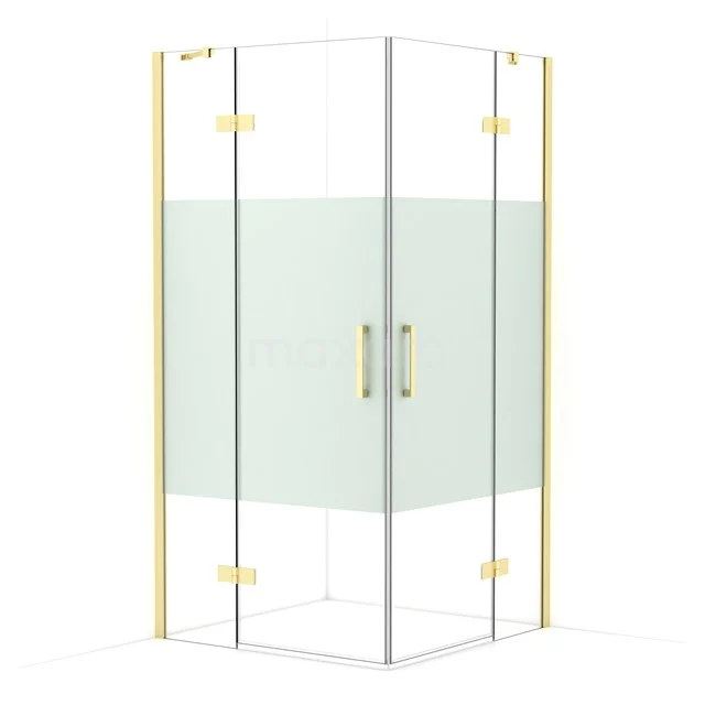 Diamond Shower enclosure | 100x100 cm Light gold Clear with matt strip Pivot door Square CDD4646413LG