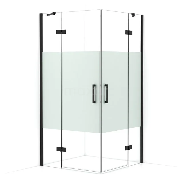 Diamond Shower enclosure | 100x100 cm Matte black Clear with matt strip Pivot door Square CDD4646413MB