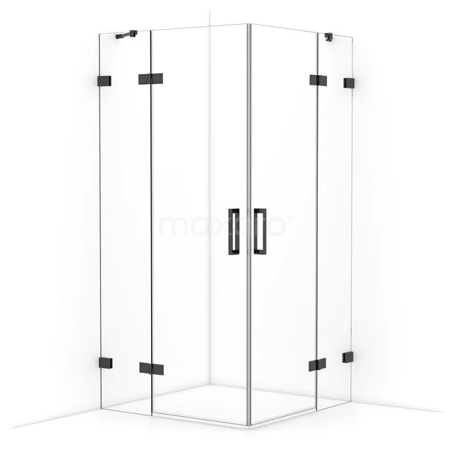 Diamond Shower cabin | 100x100 cm Black chrome Clear glass Pivot door Square CDD4646420BC