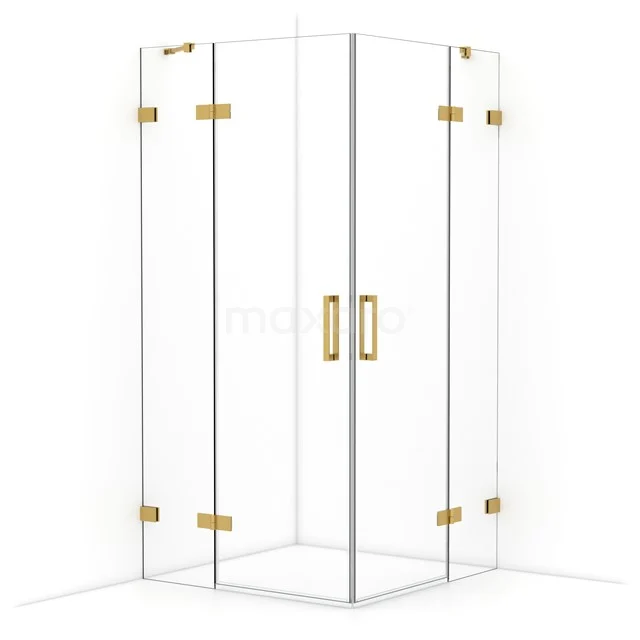 Diamond Shower enclosure | 100x100 cm Gold Clear glass Pivot door Square CDD4646420GG