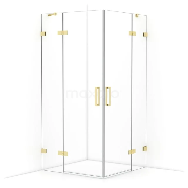 Diamond Duschkabine | 100x100 cm Helles Gold Drehtür Quadrat CDD4646420LG