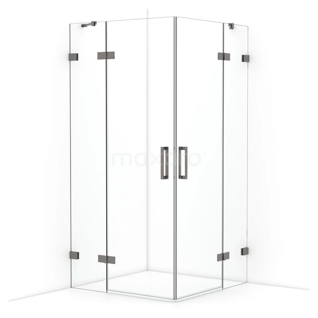 Diamond Shower enclosure | 100x100 cm Black metal Clear glass Pivot door Square CDD4646420ZM