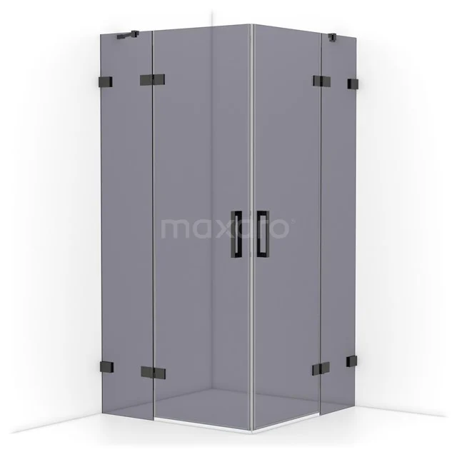 Diamond Shower enclosure | 100x100 cm Black chrome Smoke glass Pivot door Square CDD4646421BC