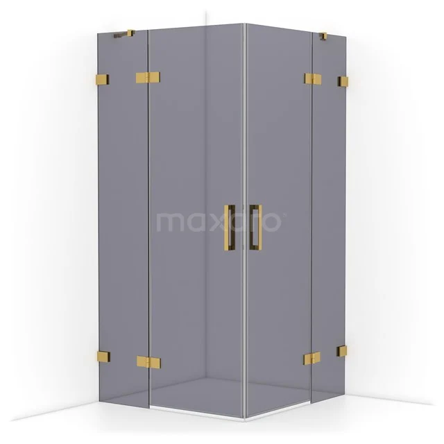 Diamond Shower enclosure | 100x100 cm Gold Smoke glass Pivot door Square CDD4646421GG