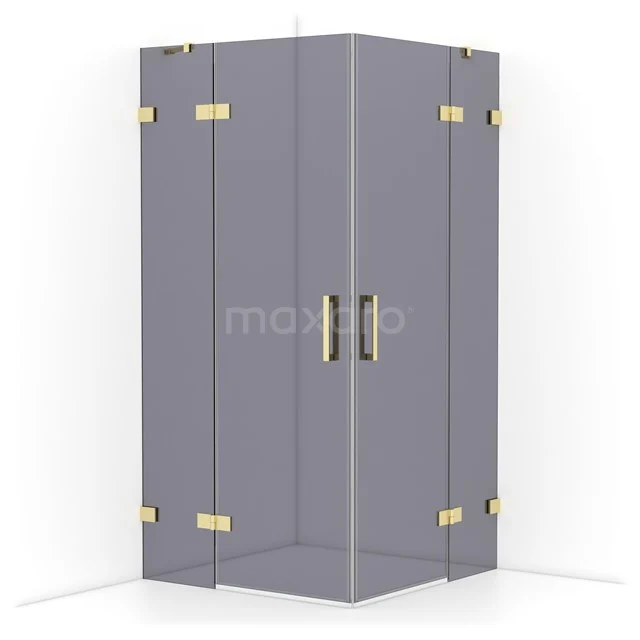 Diamond Shower enclosure | 100x100 cm Light gold Smoke glass Pivot door Square CDD4646421LG