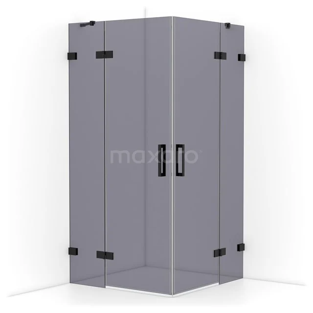 Diamond Shower enclosure | 100x100 cm Matte black Smoke glass Pivot door Square CDD4646421MB