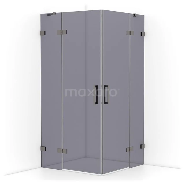 Diamond Shower enclosure | 100x100 cm Black metal Smoke glass Pivot door Square CDD4646421ZM