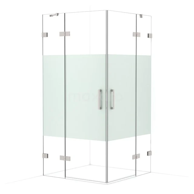 Diamond Shower enclosure | 100x100 cm Stainless steel Clear with matt strip Pivot door Square CDD4646423BR