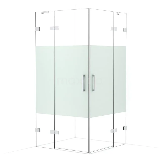 Diamond Shower enclosure | 100x100 cm Chrome Clear with matt strip Pivot door Square CDD4646423C