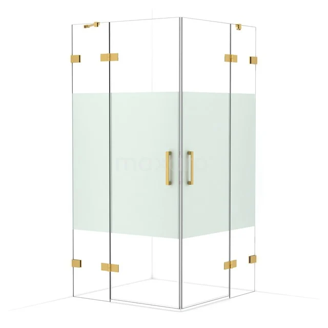 Diamond Shower enclosure | 100x100 cm Gold Clear with matt strip Pivot door Square CDD4646423GG