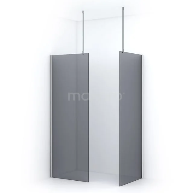 Pearl Inloopdouche | 90x80 cm Chroom Rookglas 2 vaste wanden IPB0908701CN